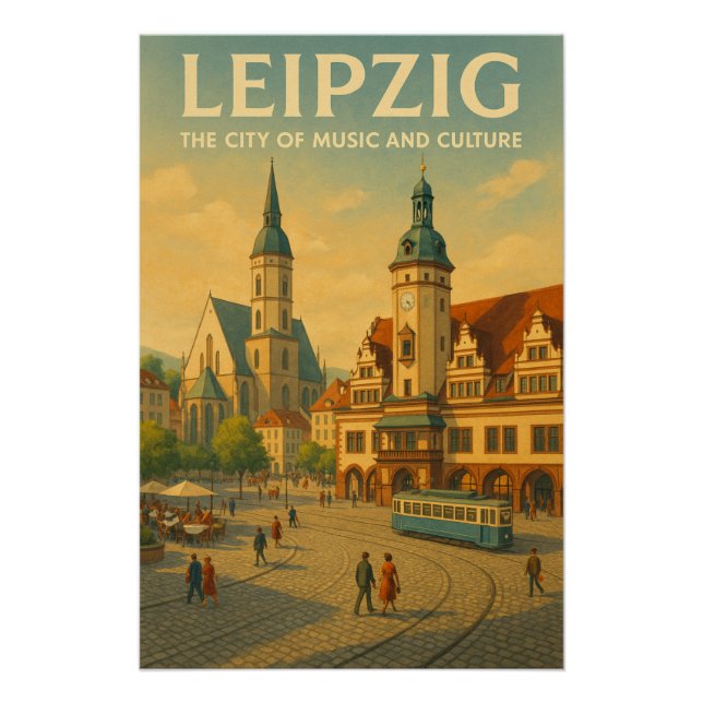 Leipzig, Deutschland Retro-Reise Poster (Vorderseite)