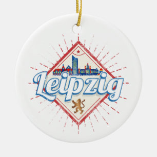 Leipzig Deutschland Sachsen Retro Skyline Vintag Keramik Ornament