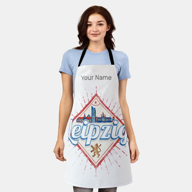 Leipzig Deutschland Sachsen Retro Skyline Vintag Schürze (Getragen)