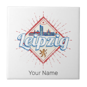 Leipzig Deutschland Sachsen Retro Skyline Vintage Fliese