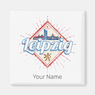 Leipzig Deutschland Sachsen Retro Skyline Vintage Magnet