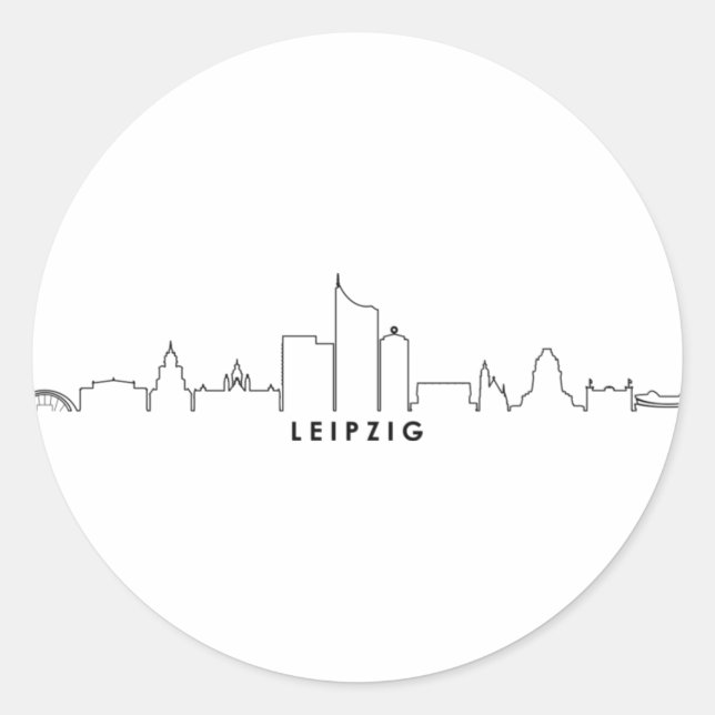LEIPZIG Deutschland Skyline-Silhouette Runder Aufkleber (Vorderseite)