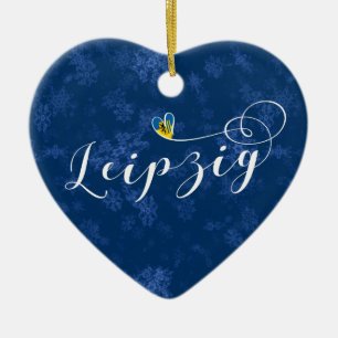 Leipzig Herz, Weihnachtsbaumschmuck, Deutschland Keramikornament