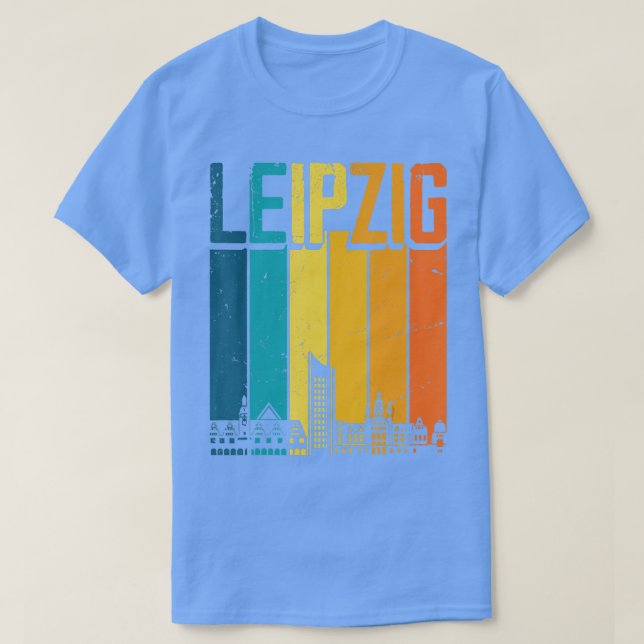 Leipzig Skyline Retro Vintag Souvenir Leipzig T-Shirt (Design vorne)