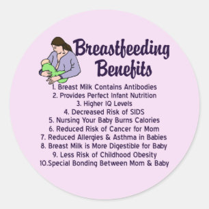 Leistungen beim Stillen Die 10 wichtigsten Gründe  Runder Aufkleber