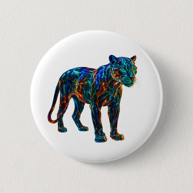 Leistungsstarke Panther Art Button (Vorderseite)