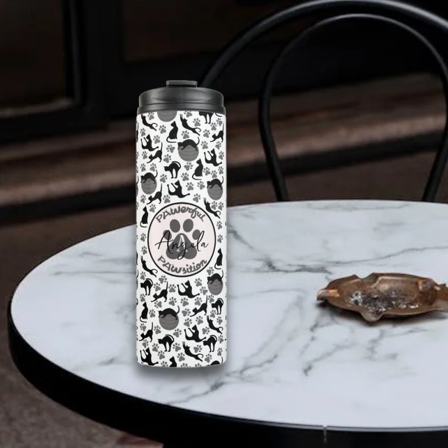 Leistungsstarke Positionsträubung Yoga Cat Thermosbecher (Von Creator hochgeladen)