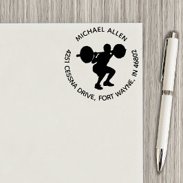 Leistungsstarke Workout-Silhouette-Rücksendeadress Gummistempel