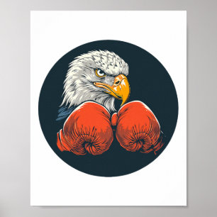 Leistungsstarker Adler mit Boxhandschuhen für ein Poster