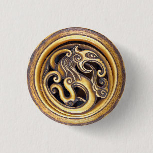 Leistungsstarkes Dragon Oriental Dekor Maskuline Button