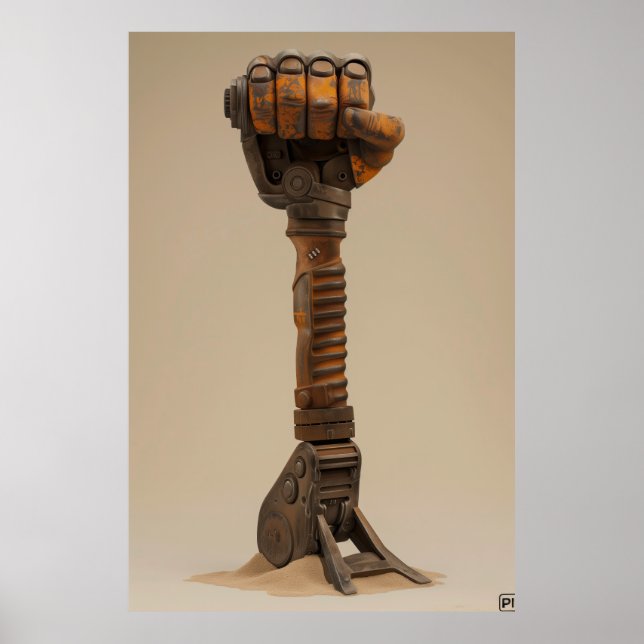 Leistungsstarkes Jackhammer-Faust-3D-Render-Poster Poster (Vorne)