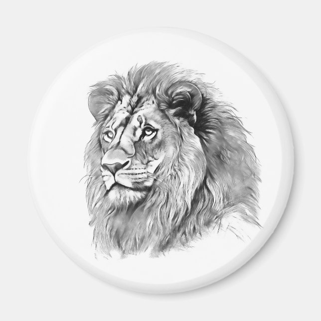 Leistungsstarkes Löwenportrait Magnet (Vorne)
