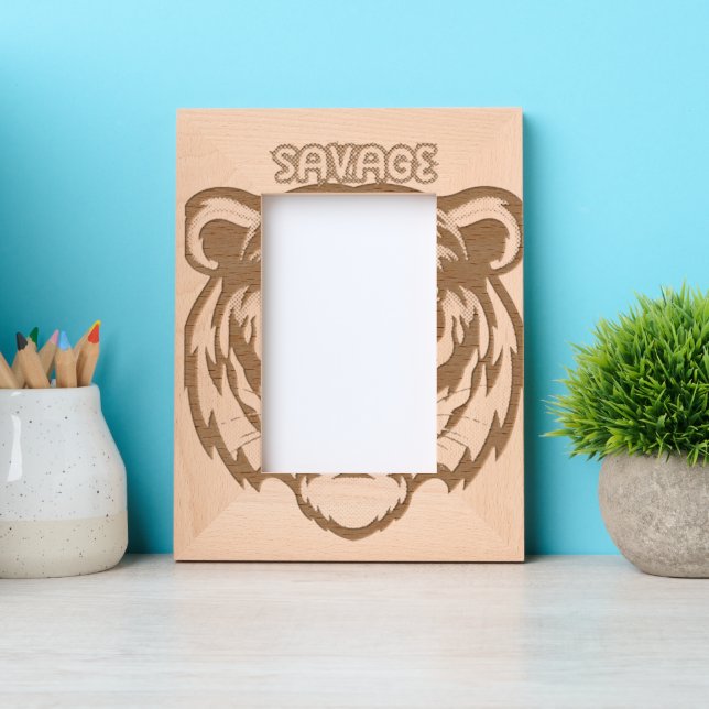Leistungsstarkes Savage Tiger Picture Frame Dekor Geätzte Rahmen (Vorderseite)