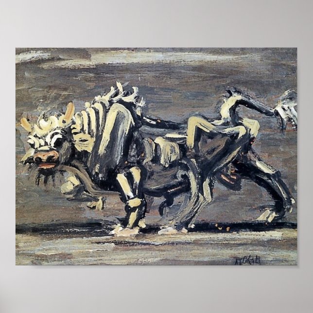 Leistungsstarkes "White Ox 1" Gemälde von Lee Jung Poster (Vorne)