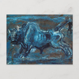 Leistungsstarkes "White Ox 4" Gemälde von Lee Jung Postkarte