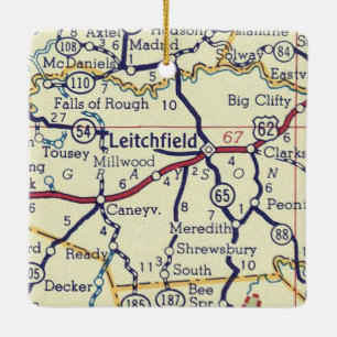 Leitchfield KY Vintag Map Keramikornament