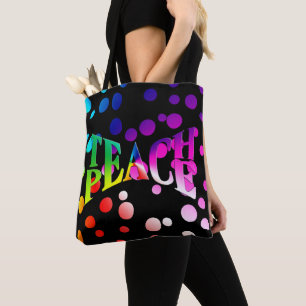 LEITEN PEACE Rainbow Graphic on Polka Dots