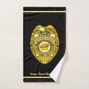 Leiter des Abzeichens der Polizei der Küche Handtuch