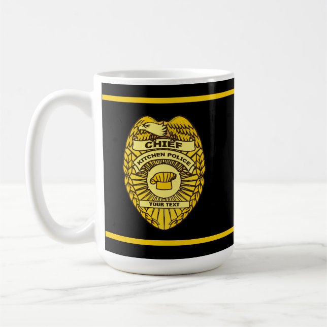 Leiter des Abzeichens der Polizei der Küche Kaffeetasse (Links)