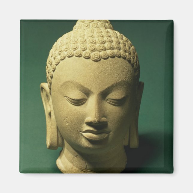 Leiter des Buddha, Sarnath (Sandstein) Magnet (Vorne)