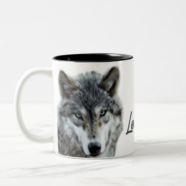Leiter des Pack Wolf Woodland Theme Zweifarbige Tasse (Links)