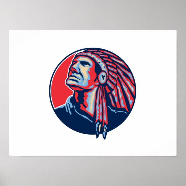 Leiter des systemeigenen Amerikanischen Ureinwohne Poster (Vorne)