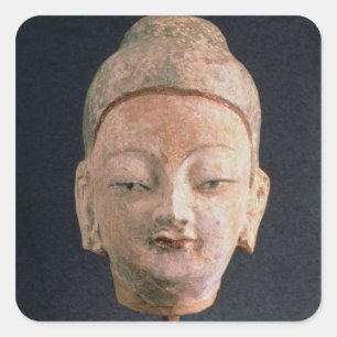 Leiter einer Buddha-Statue aus Bezeklik Quadratischer Aufkleber