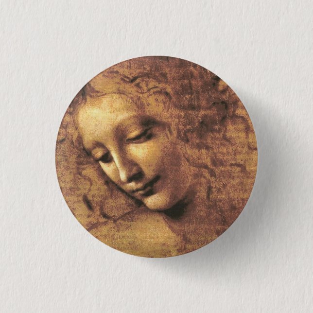 Leiter einer Frau La Scapigliata Leonardo Da Vinci Button (Vorderseite)