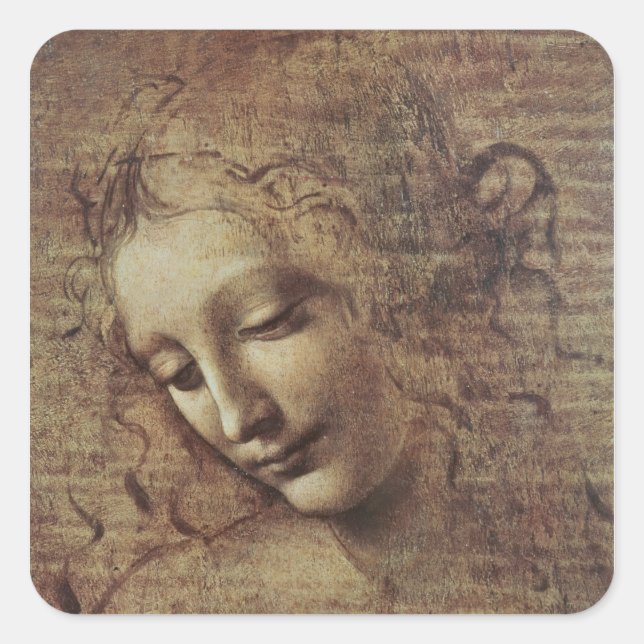 Leiter einer jungen Frau mit Tousled Hair oder, Le Quadratischer Aufkleber (Vorderseite)
