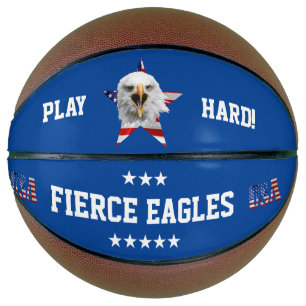 Leiter eines Bald Eagle, Star, USA Flag Basketball