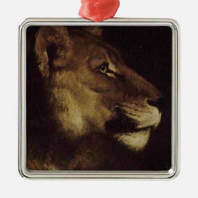 Leiter eines Löwen (Wildtier) Ornament Aus Metall (Vorne)