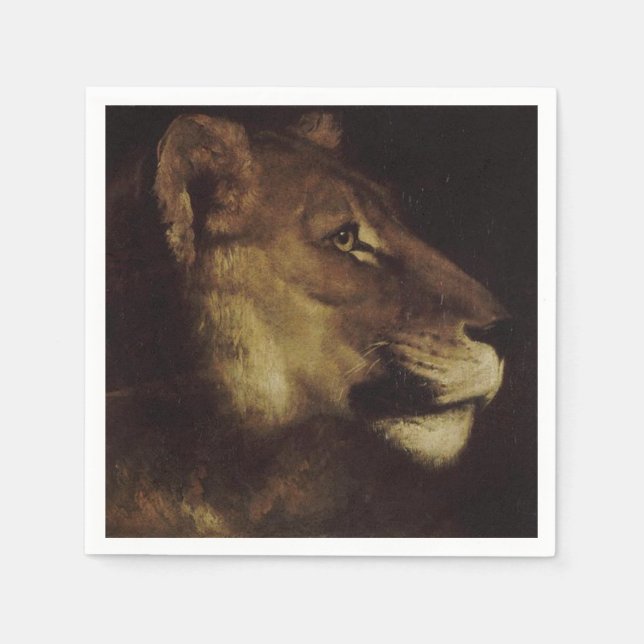 Leiter eines Löwen (Wildtier) Serviette (Vorderseite)