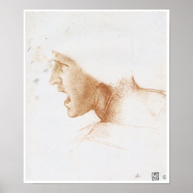 Leiter eines Man Shouting, Leonardo da Vinci Poster (Vorne)