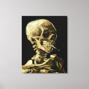 Leiter eines Skeletts mit brennender Zigarette Leinwanddruck