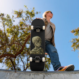 Leiter eines Skeletts mit brennender Zigarette Skateboard