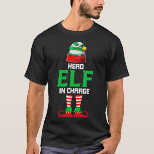 Leiter Elf in Charge Funny Christmas Party Pajama T-Shirt
