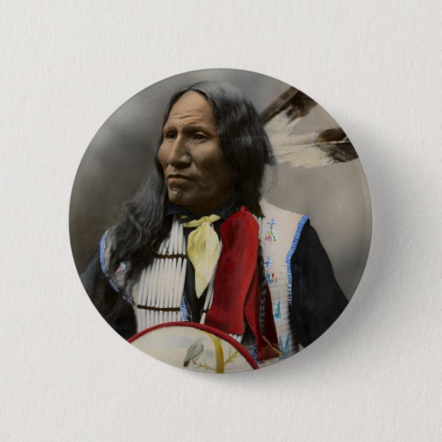 Leiter-Streiks mit Nase, Oglala Sioux 1899 Button (Vorderseite)