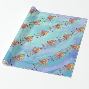 Leiter und Schwanz Camel Pattern auf blau Geschenkpapier