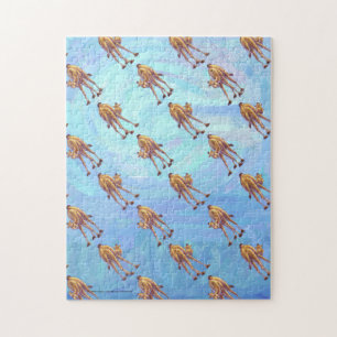 Leiter und Schwanz Camel Pattern auf blau Puzzle