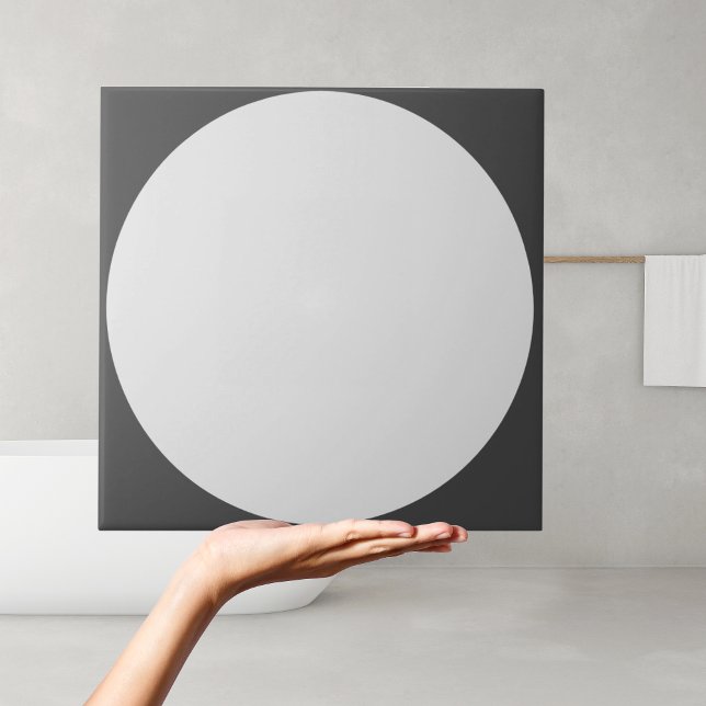 Leiterbahnmuster Fliese (Modern minimalist tile with white circle on black)