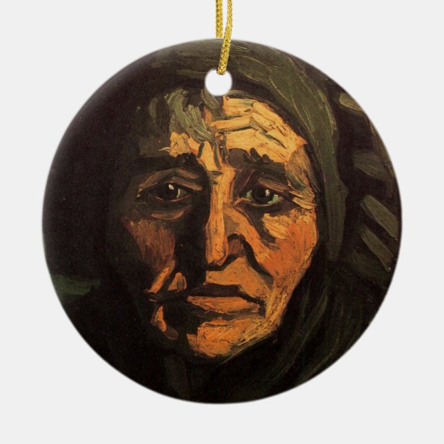 Leiterin der Peasant Woman Lace Cap von Vincent va Keramikornament (Vorne)