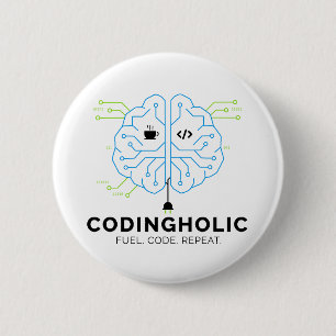 Leiterplatten-Gehirn-Coder-Pin-Geek-Tech-Nerd Button