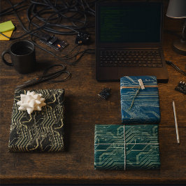 Leiterplatten-Muster Quirky Abstrakt Electronic Ge Geschenkpapier Set