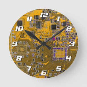 Leiterplattenplatine Orange für gedruckte Leiterpl Runde Wanduhr