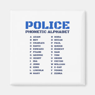 Leitfaden zur Polizei Phonetische Alphabet A bis Z Magnet