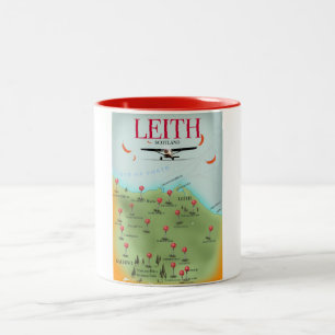 Leith Schottland Vintage-Stil Karte Zweifarbige Tasse