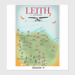 Leith Scotland Vintage Style-Landkarte Aufkleber