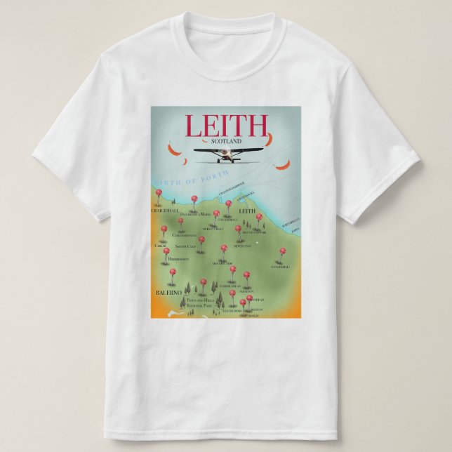 Leith Scotland Vintage Style-Landkarte T-Shirt (Design vorne)