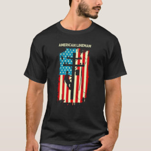 Leitungsmann Amerikanische Flagge Elektrisches Kab T-Shirt