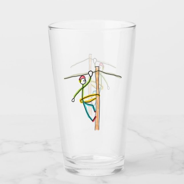 Leitungsmann Stickman Glas (Vorderseite)